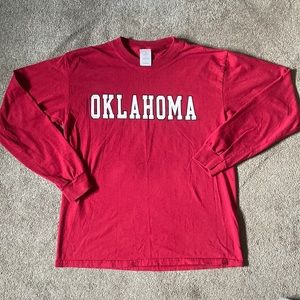 Gildan Ultra Cotton Oklahoma Long Sleeve Shirt Red Medium